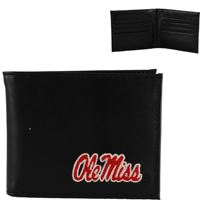 Mississippi Men's Wallet Ole Miss Bi-Fold Billfold Black Bear