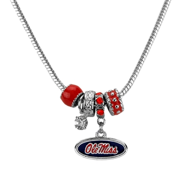 College Fashion Crystal University of Mississippi Logo Charms Natalya Necklace