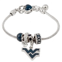 College Fashion Crystal West Virginia University Logo Charms MVP Bracelet