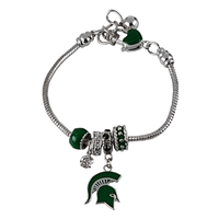 College Fashion Crystal Michigan State University Logo Charms Betsy Bracelet