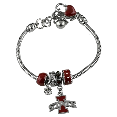 College Fashion Crystal Iowa State University Logo Charms Betsy Bracelet