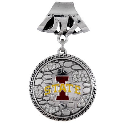 College Fashion Iowa State University Rhinestone Ornate Scarf Pendant Charm