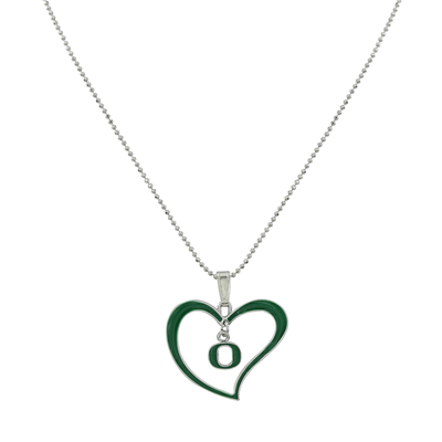 University of Oregon Logo Heart Charm Necklace