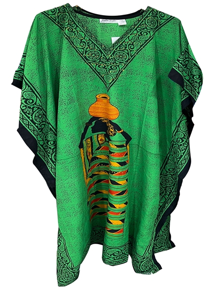 Fashion Women with Pot Over Head Printed Long African Muu Kaftan Dashiki Dress