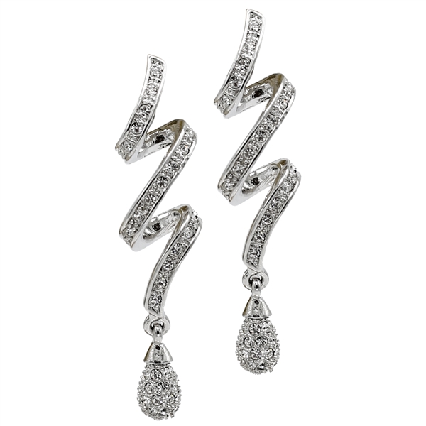 Fashion Stylish Sparkling Crystal Swirl Post Dangle Earrings
