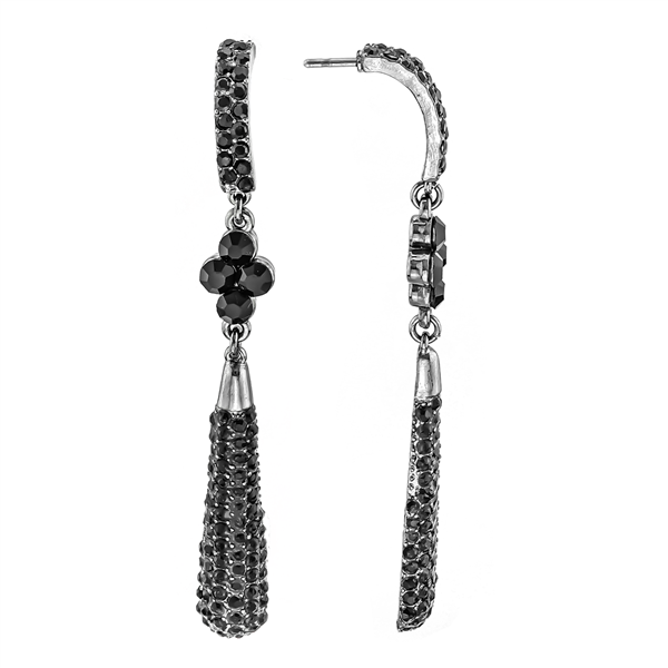 Black Crystal Pendulum Dangle Earrings