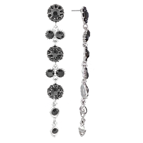 Black Crystal Tower Drop Earrings