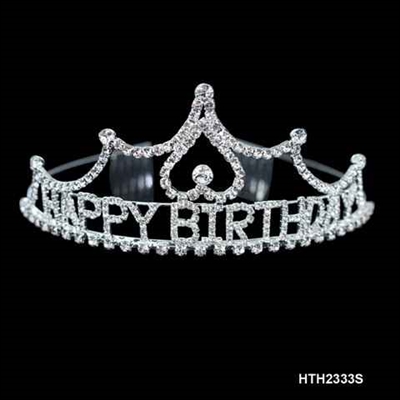 CRYSTAL "HAPPY BIRTHDAY" CROWN TIARA | SILVER