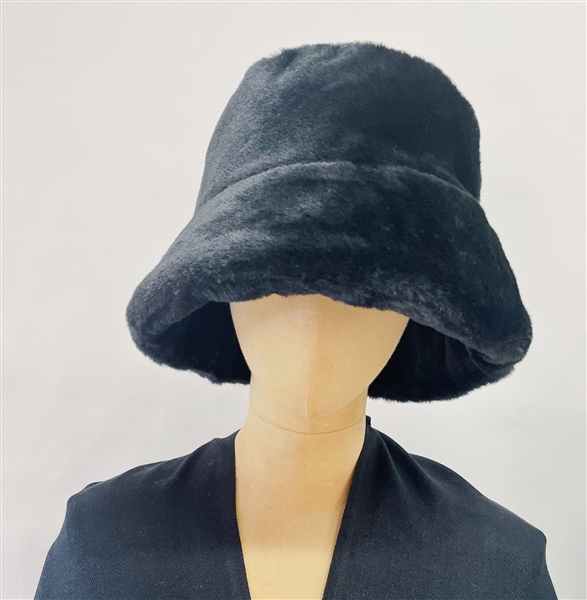 Black Warm & Cozy Soft Faux Fur Fashion Bucket Hat