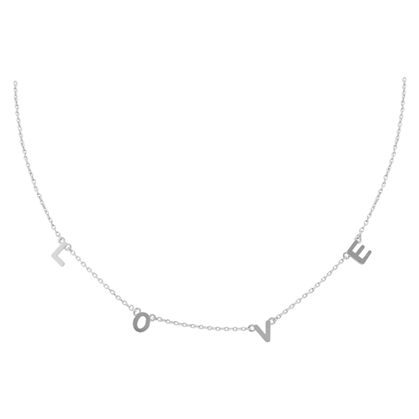 Simple & Chic L-O-V-E Wording Rhodium Toned Necklace
