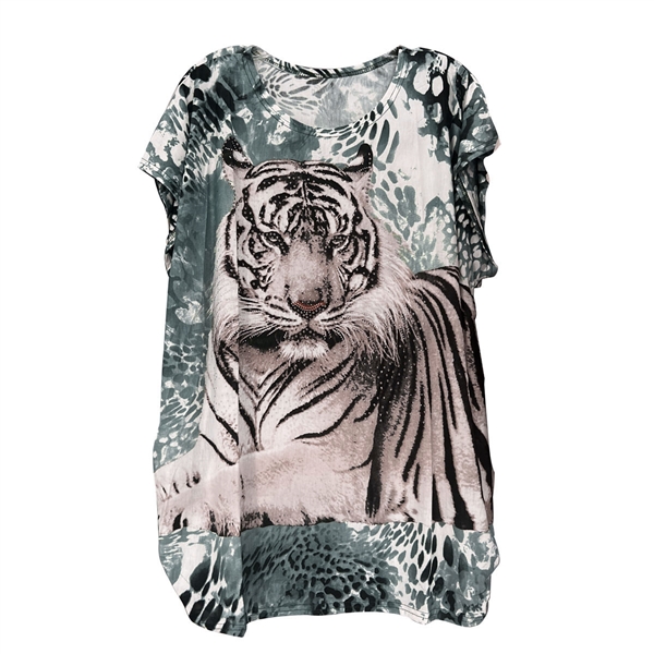 Nature Leopard Sparkling Rhinestone Tiger Fashion Shirt