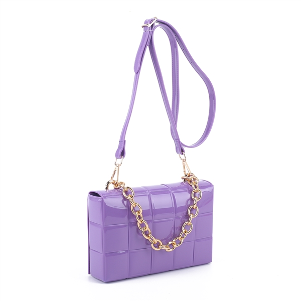 Fad Fashion Patent Leather Violet Satchel