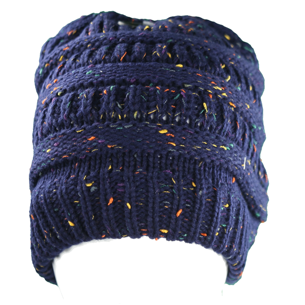 Fashion Colorful Splattered Navy Knit Beanie