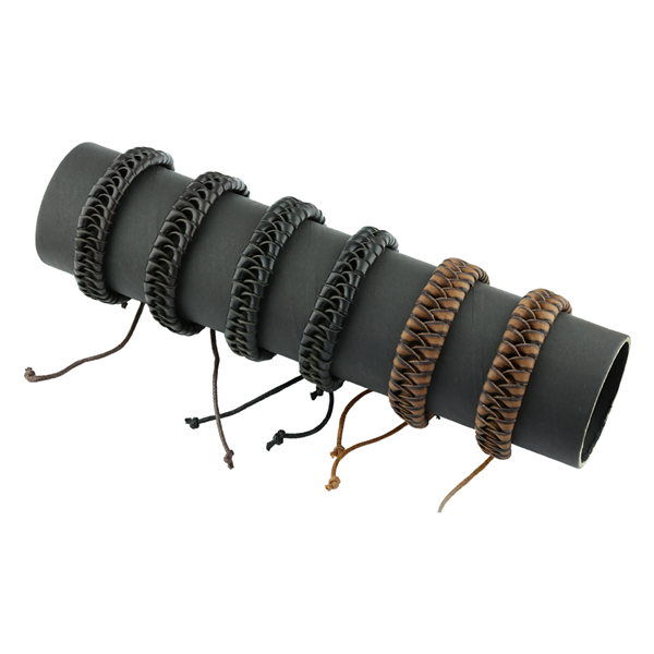 Earth Tone Dozen Faux Leather Bracelets