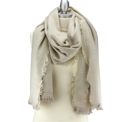 Ivory Classic Blanket Fringed Scarf