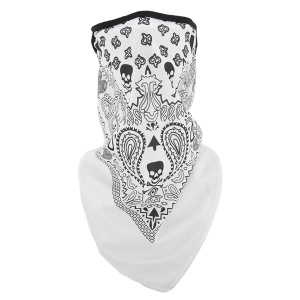 Bandana Cloth Face Mask Black & White Skull Crossbone print