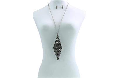 BLACK CRYSTAL NECKLACE SET