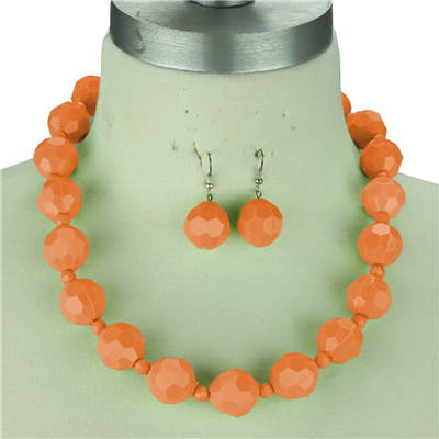 GEOMETRIC BEAD NECKLACE SET | ORANGE