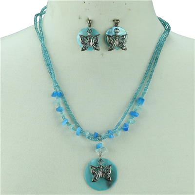 BUTTERFLY NECKLACE SET | BLUE