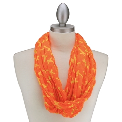 Orange & Yellow Cross Printed Pattern Infinity Scarf