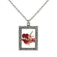 Vintage Art Pendant Necklace - Valentine Pin-Up Girl