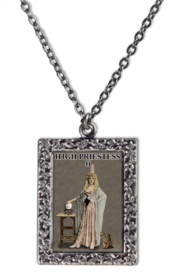 2 High Priestess Tarot Card Frame Necklace