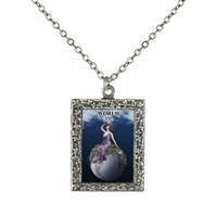 21 World Tarot Card Frame Necklace