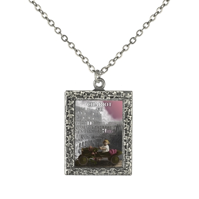 7 Chariot Tarot Card Frame Necklace