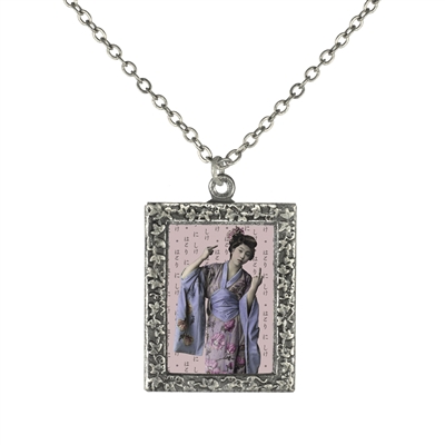Vintage Photo Pendant Necklace - Geisha Flips the Bird