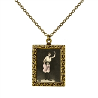 Woman Dancing with Her Cat Frame Necklace