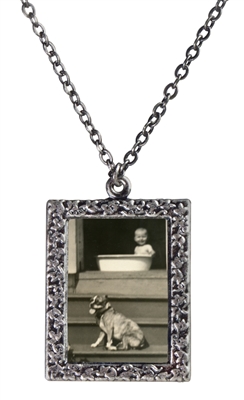 Baby and Dog on Porch Frame Necklace