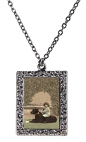 Boy and Great Dane Frame Necklace