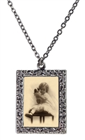 Little Girl and Dog Puppet Frame Necklace