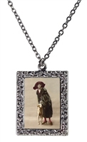 Woman and Borzoi Frame Necklace
