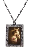 Woman with a White Horse Frame Necklace