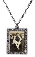 Little Girl and Rooster Frame Necklace