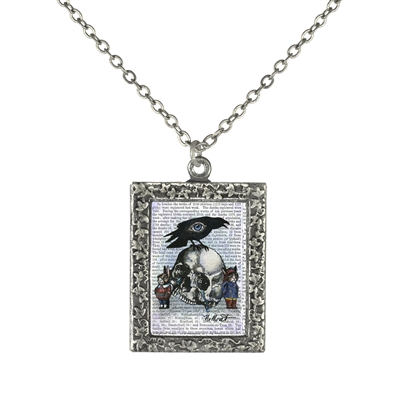 Skull and Raven Art Frame Necklace