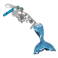 Emergency Charm - Blue Mermaid Tail Purse and Backpack Charm for Emergencies