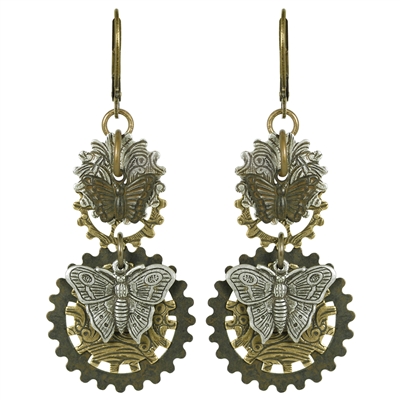 Butterfly Tapestry Steampunk Earrings