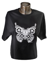 Black and White Screaming Steampunk Butterfly Tee Shirt