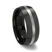 Domed Black Tungsten Wedding Band with Brushed Center