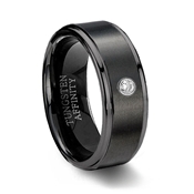 Brushed Black Ceramic Wedding Ring & Cubic Zirconia