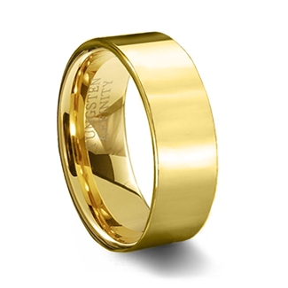 Gold Polished Finish Pipe Cut Tungsten Carbide Wedding Ring