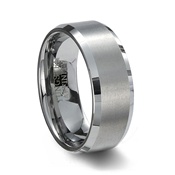 Brushed Finish Tungsten Carbide Wedding Band & Polished Beveled Edge