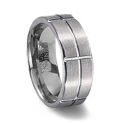 Brushed Tungsten Ring & Intersecting Grooves