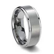 Brushed Finish Tungsten Carbide Wedding Band & Step Edge