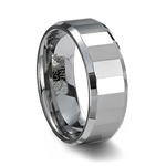 Polished Faceted Tungsten Carbide Ring