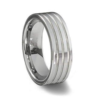 Polished Tungsten Carbide Ring & Triple Grooves Channels