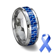 Blue Carbon Fiber Tungsten Wedding Ring