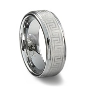 Tungsten Carbide Greek Key Ring